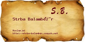 Strba Balambér névjegykártya